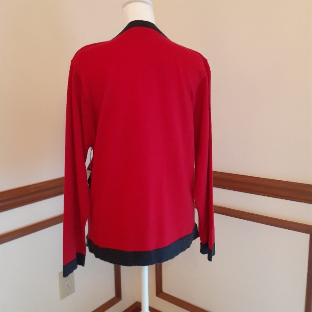 New Talbots Red Cardigan Sweater PL - Washable Merino Wool - NWT - Picture 5 of 8